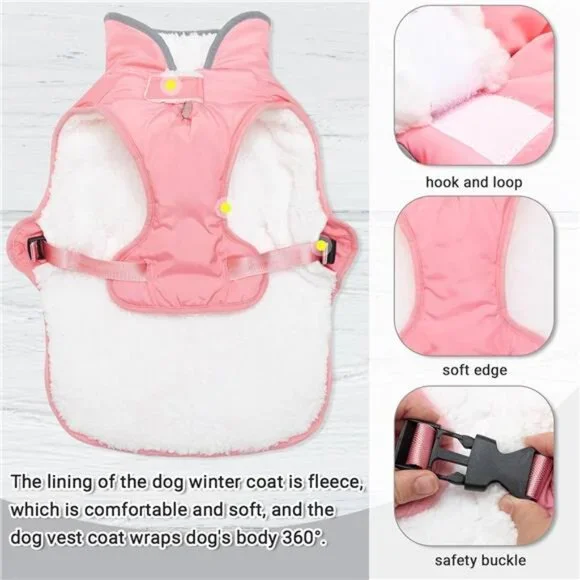 Dog Winter Coat - Warm Dog Clothes Rain Snow Wind Cold Weather Reflective Small - Picture 4 of 8